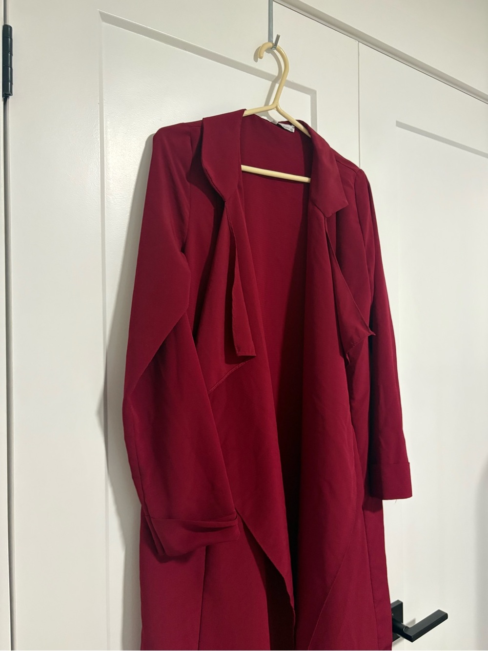 Long Draped Trench Coat Maxi Open Front Modest Abaya Size Medium - Picture 5 of 7